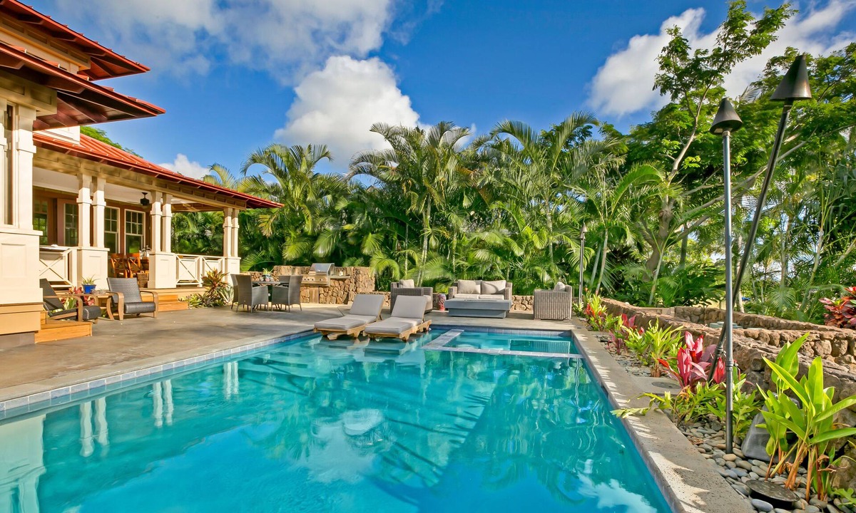 Poipu House | Hale Wai'olu by Alekona Kauai: Luxury 3br ocean view home in Kukuiula, AC, private pool, fire pit