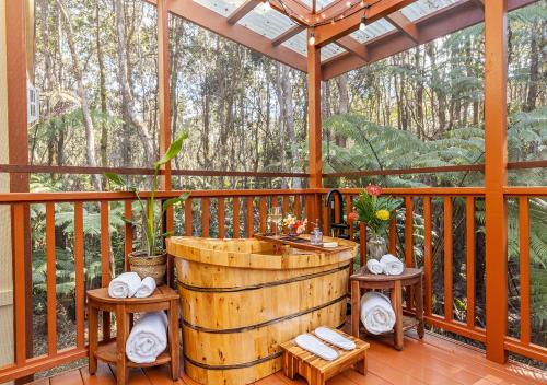 Volcano House | Liko Lehua Cottage-Furo Hot Tub on Deck-Fireplace