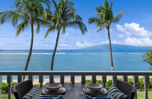 Historic Lahaina Front Street Condo | Beachfront Lahaina Shores 203 | Direct Oceanfront Studio