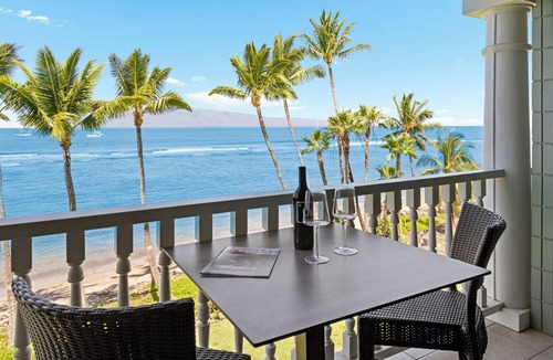 Historic Lahaina Front Street Condo | Oceanfront Maui Escape! Panoramic Views, Pool, Hot Tub & Steps to Beach