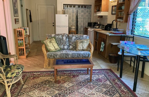 Keaau Apartment | Private Lanai, surrounded by flowers and trees, Near Ocean cliff-side walks