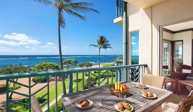 A306 - On the Water! 2 Bedroom Oceanfront Suite with AC Steps to Beach & Pool!