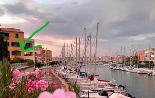 Cap D 'Agde Studio cabine 5 personnes, vue chenal in Cap d'Agde