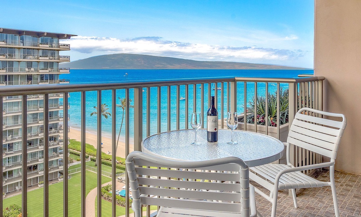 Kaanapali Condo | Maui Resort Rentals: The Whaler 1015 - Gorgeously Remodeled 10th Floor Interior Courtyard Studio, Spectacular Ocean and Mountain Views!