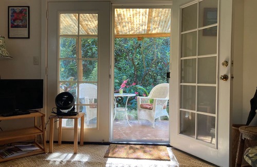 Keaau Apartment | Private Lanai, surrounded by flowers and trees, Near Ocean cliff-side walks