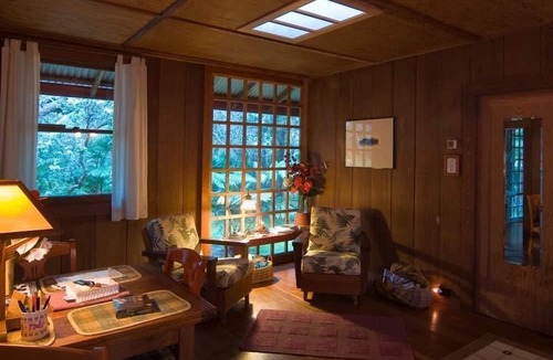 Volcano Cabin | crater rim cabin garden view