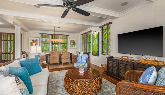 Kukui'ula Cottage 8 by Alekona Kauai: 3 Bed Cottage w AC, BBQ, large yard, fire pit in Koloa