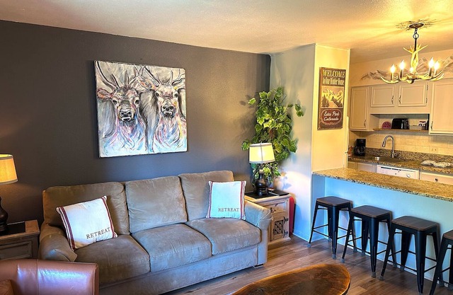 Bright, newly updated condo with river view off deck, close to the National Park in Estes Park